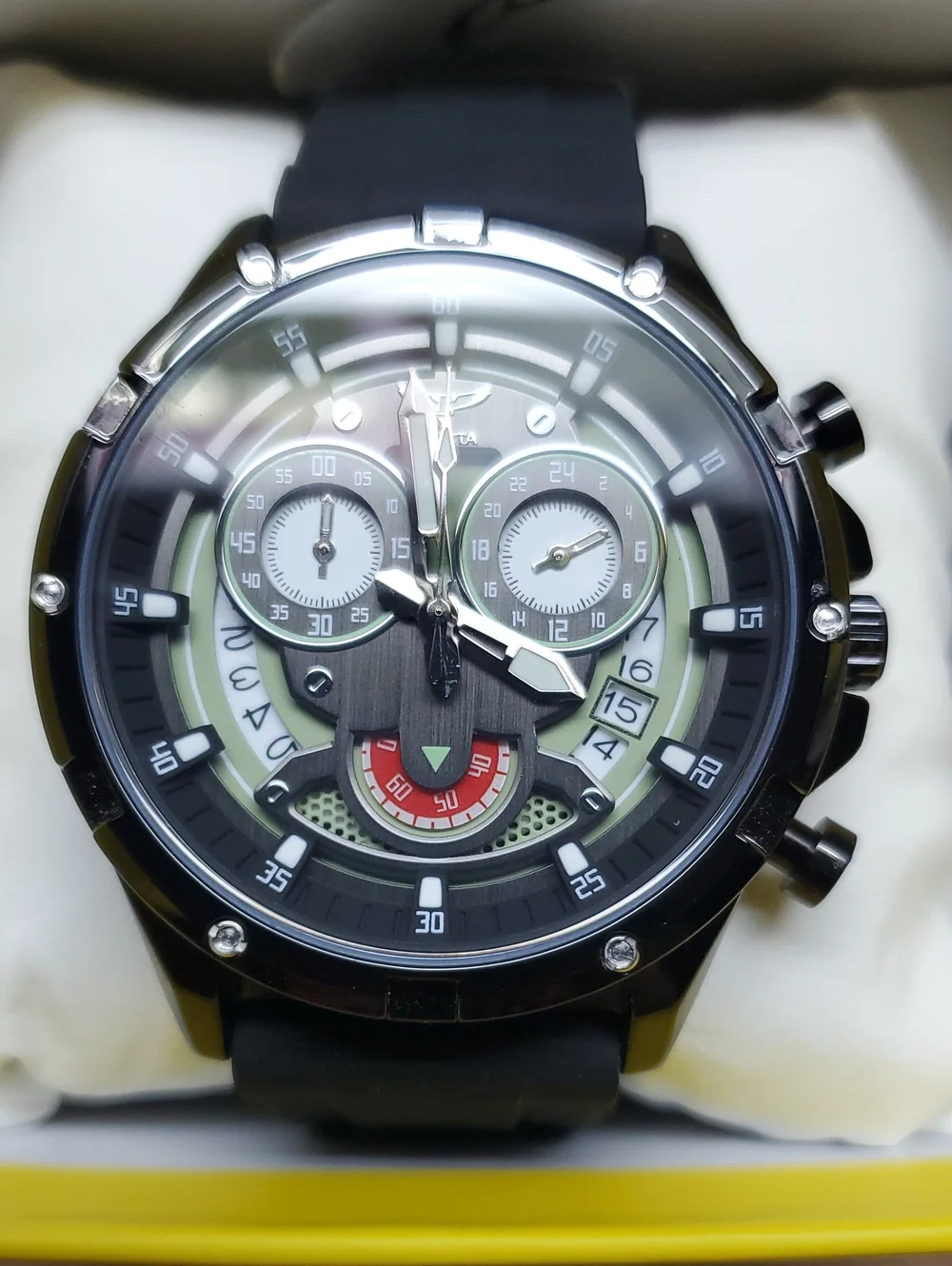 Invicta Black and Green Multifunction Chronograph Watch